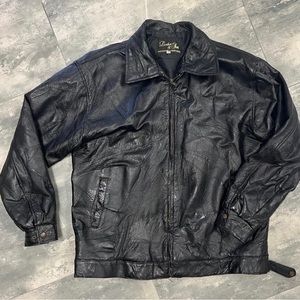 Leather Works U.S.A Made Vintage Black Genuine Patchwork Jacket Coat Mens Size L